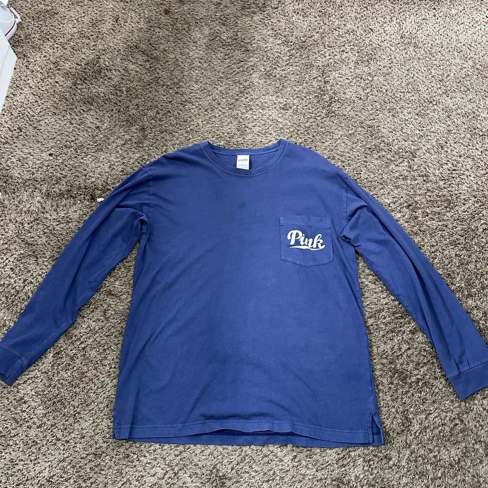 PINK Victoria's Secret Men's Long Sleeve Tee in Blue